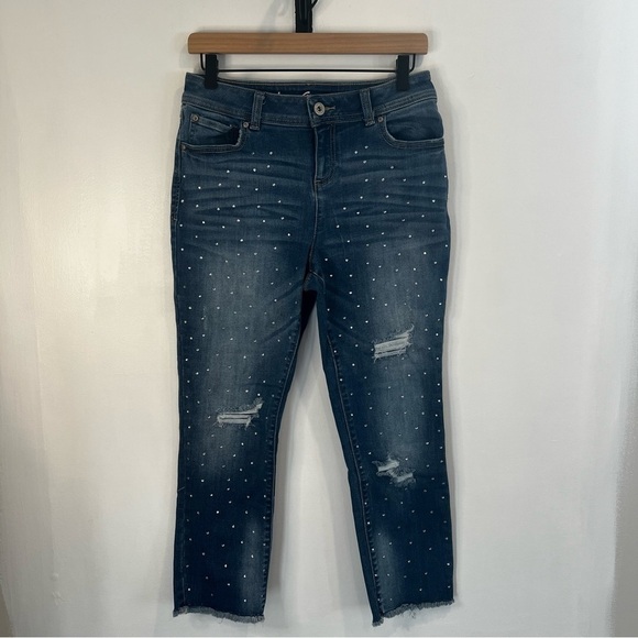Women’s | International Concepts Skinny Leg Crop Rhinestone Jeans | Size 4 - Picture 1 of 11